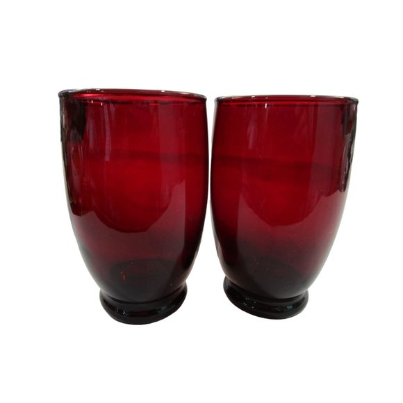 Baltic Anchor Hocking Ruby Red Footed Small Barrel Shaped Tumbler Unmarked EUC - Picture 3 of 10